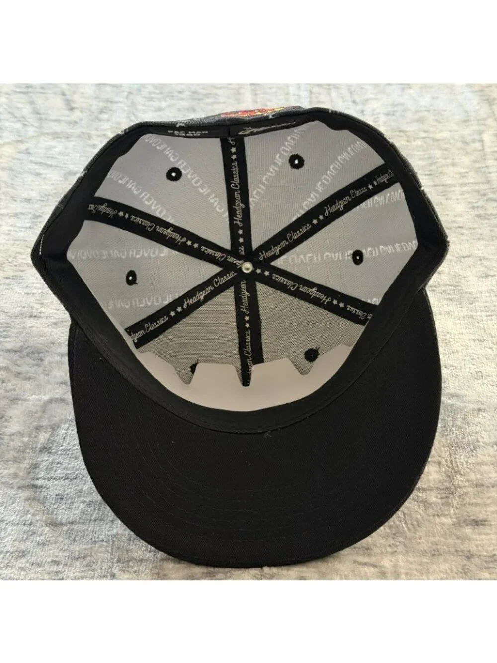 Headgear Classics Pac-Man Fitted Hat Size 7 Blue Black Super Gamer Arcade Cap